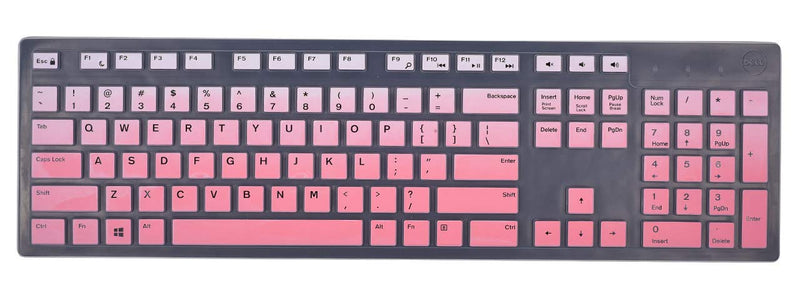 Keyboard Cover Skins Compatible with Dell KB216 Wired Keyboard & Dell KM636 Wireless Keyboard & Dell Optiplex 5250 3050 3240 5460 7450 7050 & Dell Inspiron AIO 3475/3670/3477 All-in one Desktop Ombre Pink