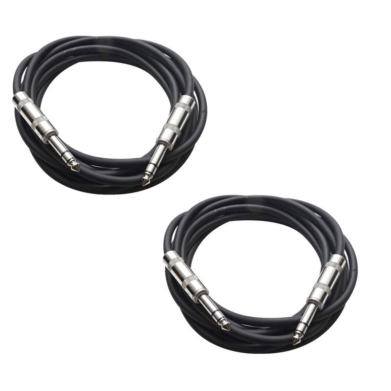 [AUSTRALIA] - Seismic Audio - SATRX-10-2 Pack of 10' 1/4" TRS Male to 1/4" TRS Male Patch Cables - Balanced - 10 Foot Patch Cord - Black and Black 
