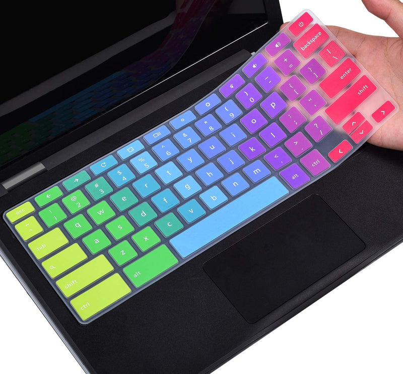 Colorful Keyboard Cover for Dell 11.6 Chromebook 3100 / Dell Chromebook 11 3120 3180 3181 3189 5190 P22T 11.6" / Dell Chromebook 13 3380 13.3" Protective Skin, Dell Chromebook Accessories, Rainbow 11.6 Inch