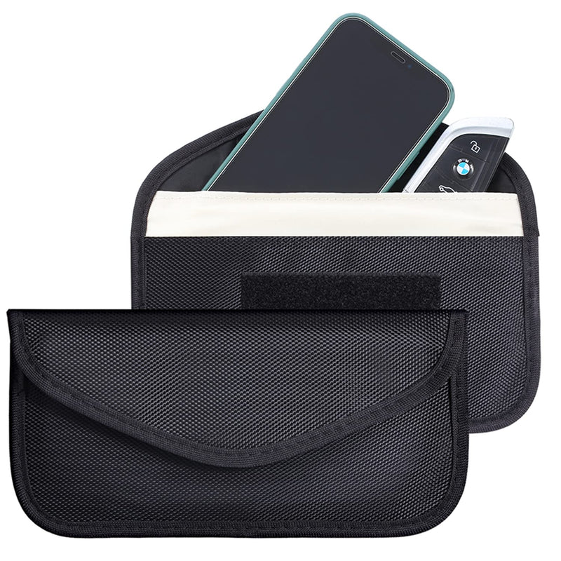 2 Pack Faraday Bags for Car Keys and Cell Phone, Signal Blocking Key Pouch, Anti Theft Car Protection, Cell Phone WiFi/GSM/LTE/NFC/RFID/Keyless Entry Fob Signal Blocking Pouch