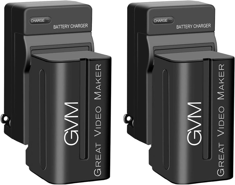 [AUSTRALIA] - GVM 2 Pack NP-F750 Replacement Batteries and Chargers for NP-F975, NP-F960, NP-F950, NP-F930, NP-F770, NP-F750, NP-F550, DCR, DSR, HDR, FDR, HVR, HVL and LED Light 