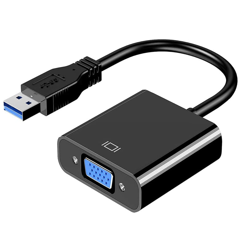 USB to VGA Adapter, 1080P Multi-Display Video Converter for Laptop Desktop PC to Monitor, Projector, TV. (Not Support Chromebook and MacBook) Black