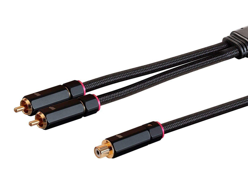 [AUSTRALIA] - Monoprice 2-Male to 1-Female RCA Y-Adapter - 1 Feet - Black | Gold Plated Connectors, Double Shielded with Copper Braiding - Onix Series 