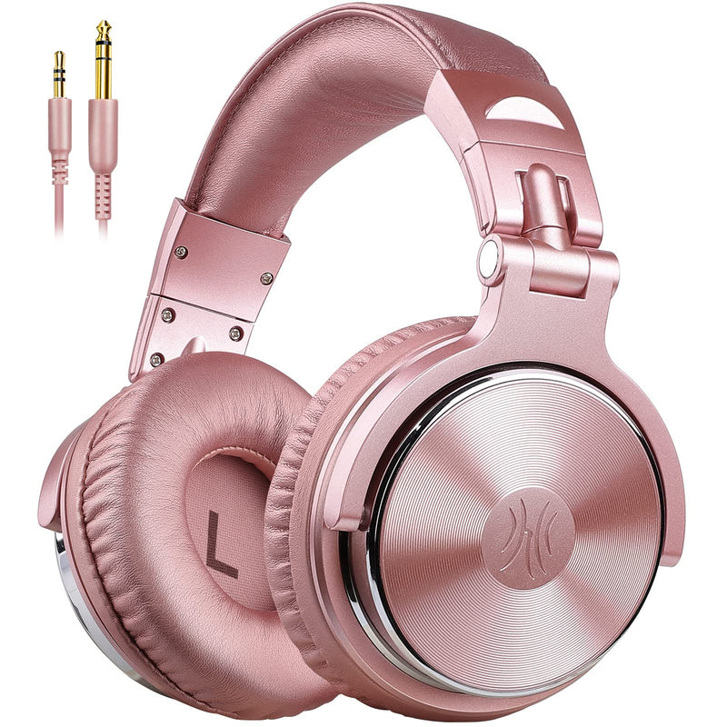 OneOdio Over Ear Headphones for Women and Girls, Wired Bass Stereo Sound Headsets with Share Port and 50mm Driver Rose Gold Headsets with Mic for PC Phone Laptop Guitar Piano Mp3/4 Tablet (Pink) Pink One Size