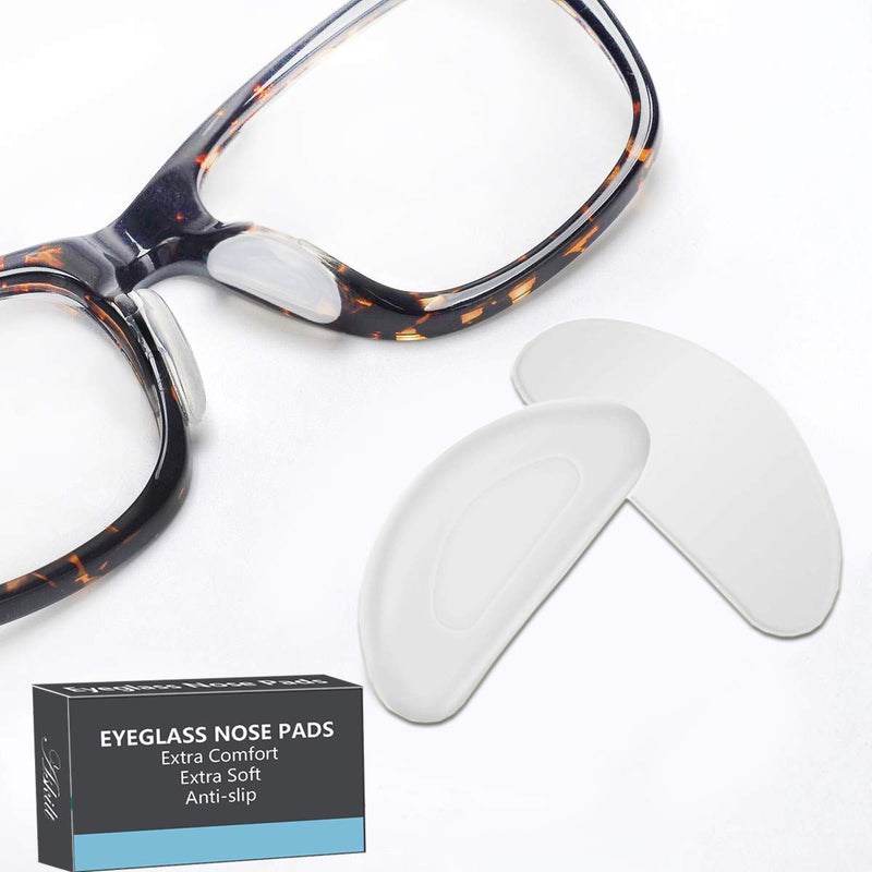 Eyeglass Nose Pads, Adhesive Anti-Slip Nose Pads, Soft Silicone Nose Pad Cushion for Glasses, Eyeglasses, Sunglasses, 12 Pairs(Clear) Clear