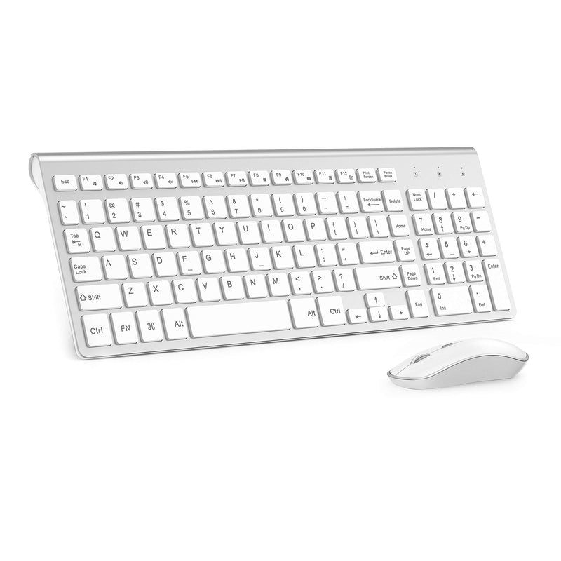 Wireless Keyboard Mouse, J JOYACCES 2.4G Compact and Ultra Slim Wireless Keyboard and Mouse for Windows, Computer, Desktop, PC, Laptop-Sliver sliver