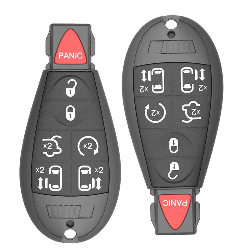 Keyless Remote Key Fob Replacement for 2008-2014 Dodge Grand Caravan 2008-2015 Town & Country OE# M3N5WY783X (Pack of 2) 7-Button with Uncut Key Blade