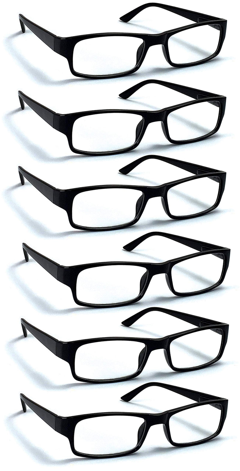 Boost Eyewear 6 Pack Reading Glasses, Traditional Black Frames, with Spring Loaded Hinges 2.0 Diopters 9.0 Millimeters 2.00 Inches 0.00 6.0