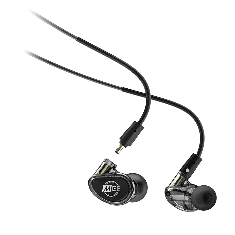 MEE Professional MX1 PRO Advanced Dynamic Driver Musician's in Ear Monitor Headphones with Balanced Sound; Noise Isolating Earbuds Earphones w/Memory Wire, Optional Customization & Detachable Cables Black
