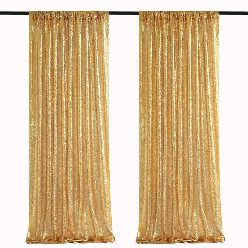 Gold Sequin Backdrop Curtain Panels Stage 2 Pieces 2FTx8FT Wedding Party Background Drapes Gold 2 pcs-2ftx8ft