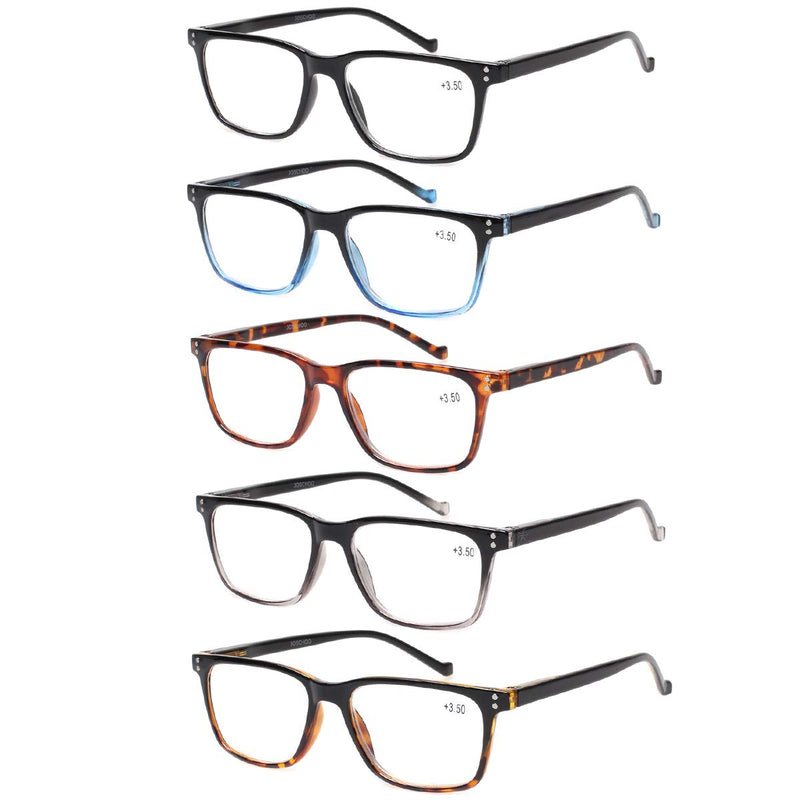 JOSCHOO 5 Pack Reading Glasses Men Women Spring Hinges Comfortable Glasses for Reading (5 Mix, 2.5)Medium 5 Mix 2.5 x