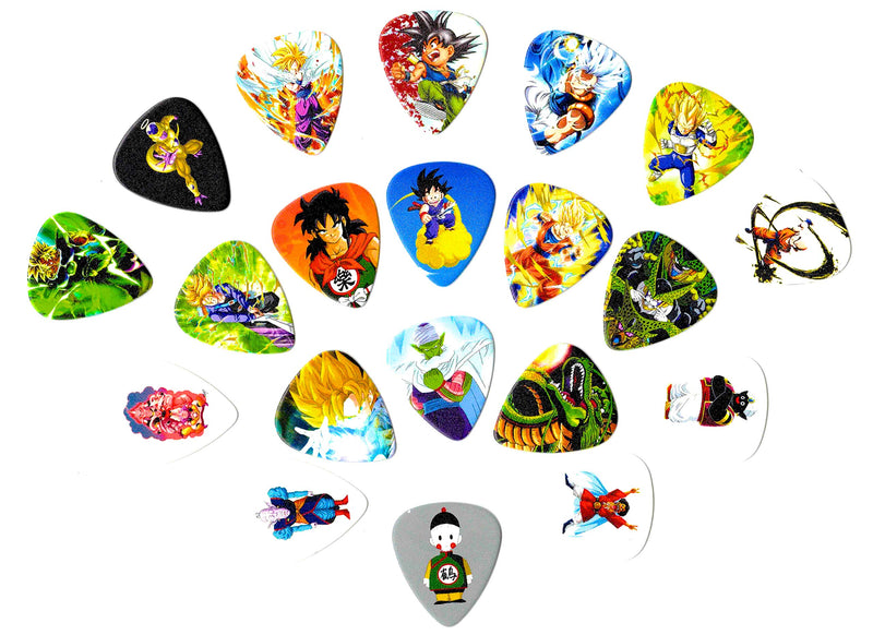 Dragon Ball Z Themed Guitar Picks Pack (20 Picks, Multicolor, Celluloid, 0.71mm)