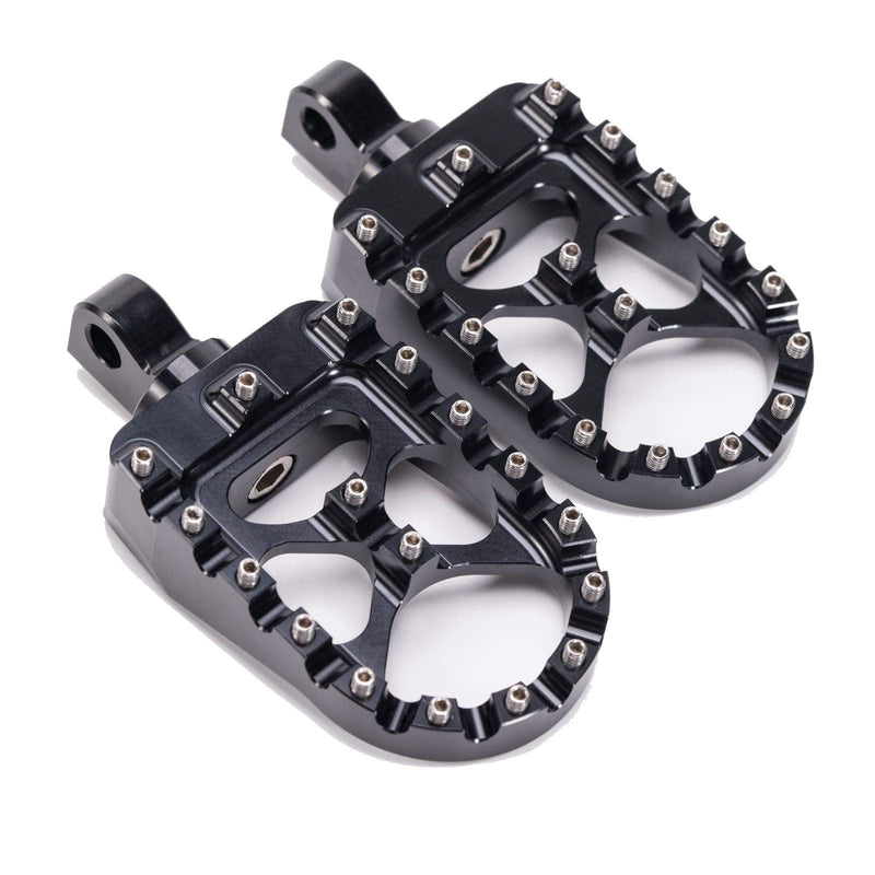 [AUSTRALIA] - Hopider CNC Wide Foot Pegs 360° Roating MX Chopper Bobber Style for harley Dyna Sportster Fatboy Iron 883,Black black 
