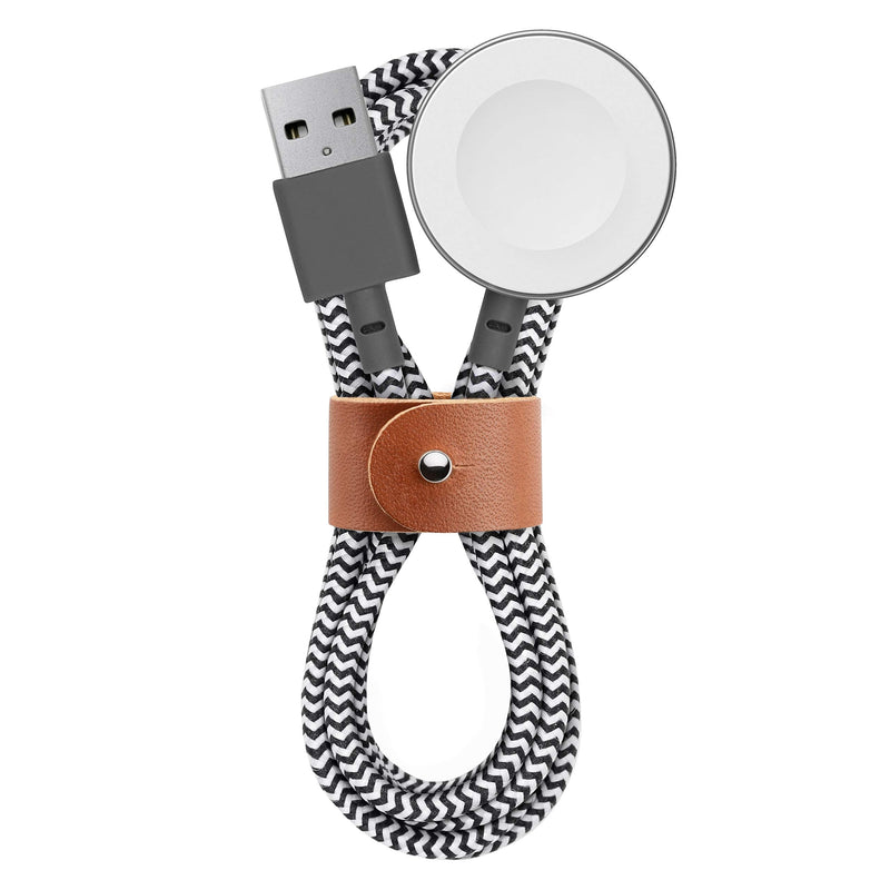 Native Union Belt Watch Cable - 4ft Ultra-Strong Reinforced [MFi Certified] Durable USB Charging Cable Compatible with Apple Watch, Leather Strap (Zebra) Zebra