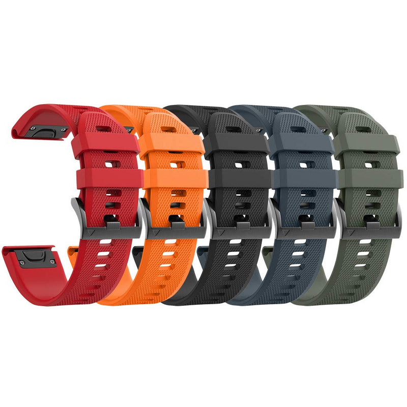NotoCity Compatible with Forerunner 935 Watch Band Silicone Watch Strap Replacement for Fenix 5/Fenix 5 Plus/Fenix 6/Fenix 6 Pro/Forerunner 935/945/Approach S60/Quatix 5(Black/Slate/Red/Orange/Army) Black/Slate/Red/Orange/Army