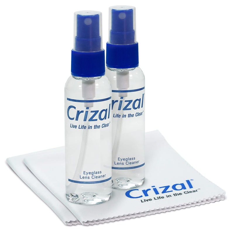 Crizal Eyeglass Lens Cleaner Kit, 1 Doctor Recommended for Anti Reflective Lenses and Coating, 2oz Crizal Spray w/Crizal Microfiber Cloth, 2pk 2oz Spray W/Cloth, 2 Pack