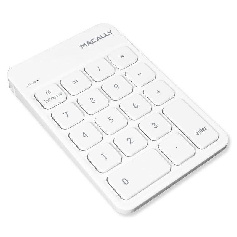 Macally Bluetooth Number Pad for Laptop, Apple, Mac, iMac, MacBook Pro/Air, Ipad, Windows PC, Tablet, or Computer - Rechargeable 18 Key Wireless Numeric Keypad - Bluetooth 10 Key Numpad Keyboard