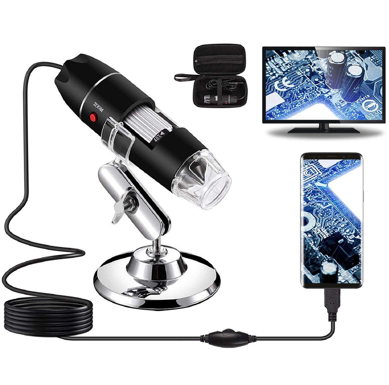 [AUSTRALIA] - USB Digital Microscope 40X to 1000X, 8 LED Magnification Endoscope Camera with Carrying Case & Metal Stand, Compatible for Android Windows 7 8 10 11 Linux Mac (Not for iPhone/iPad) 