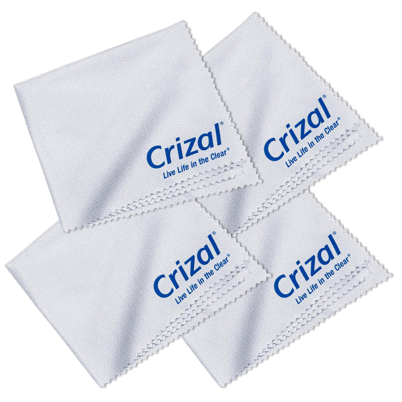 Crizal Microfiber Cleaning Cloth for Glasses, 4 Pack | The Best Microfiber Cleaning Clothes for Crizal Anti Reflective Coated Lenses and Eyeglasses Lenses Cloth, 4 Pack
