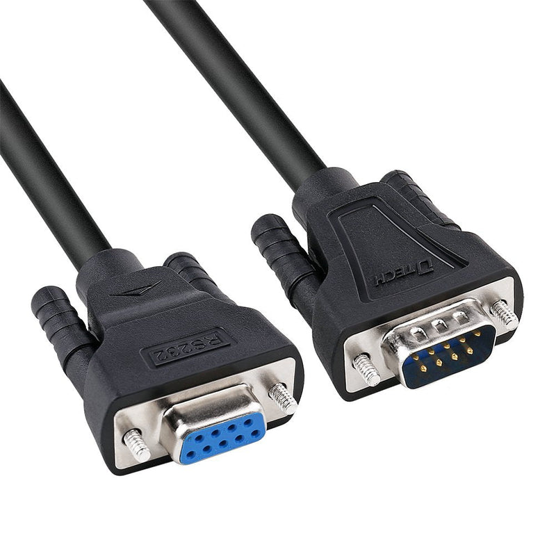 DTech 10ft DB9 RS232 Serial Cable Male to Female Extension Simple Null Modem Cord Cross TX RX Line 2 Pin Crossed for Computer Data Communication (10 Feet, Black)