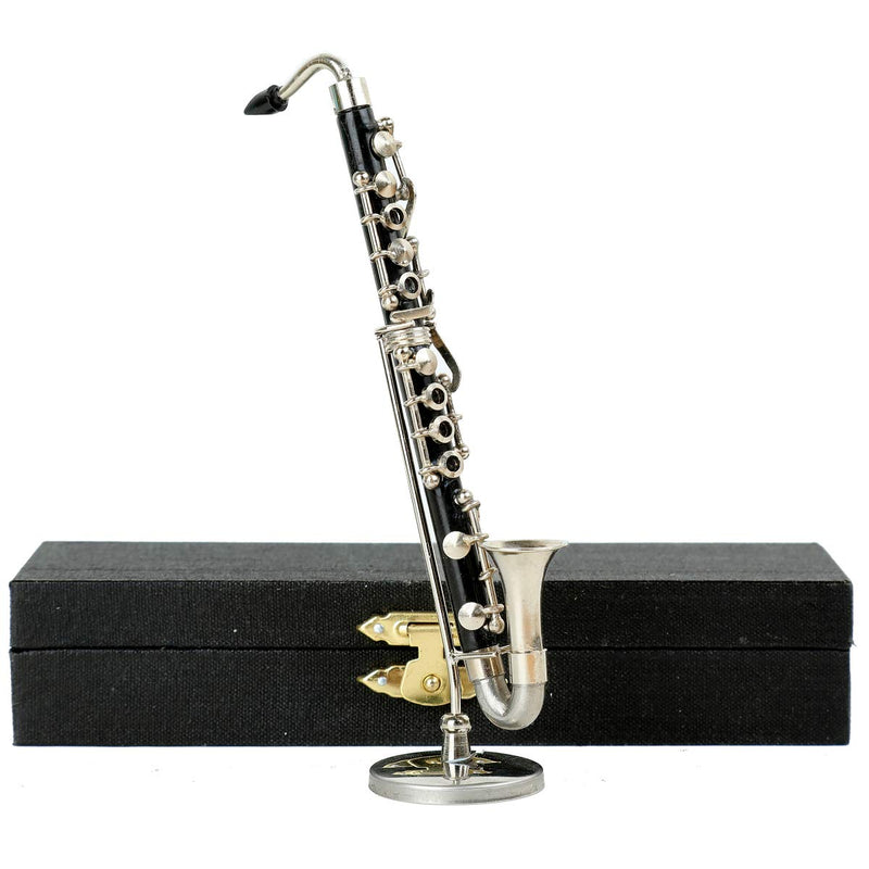Dselvgvu Miniature Bass Clarinet with Stand and Case Mini Musical Instrument Mini Bass Clarinet Miniature Dollhouse Model Christmas Ornament (5.12") 5.12"