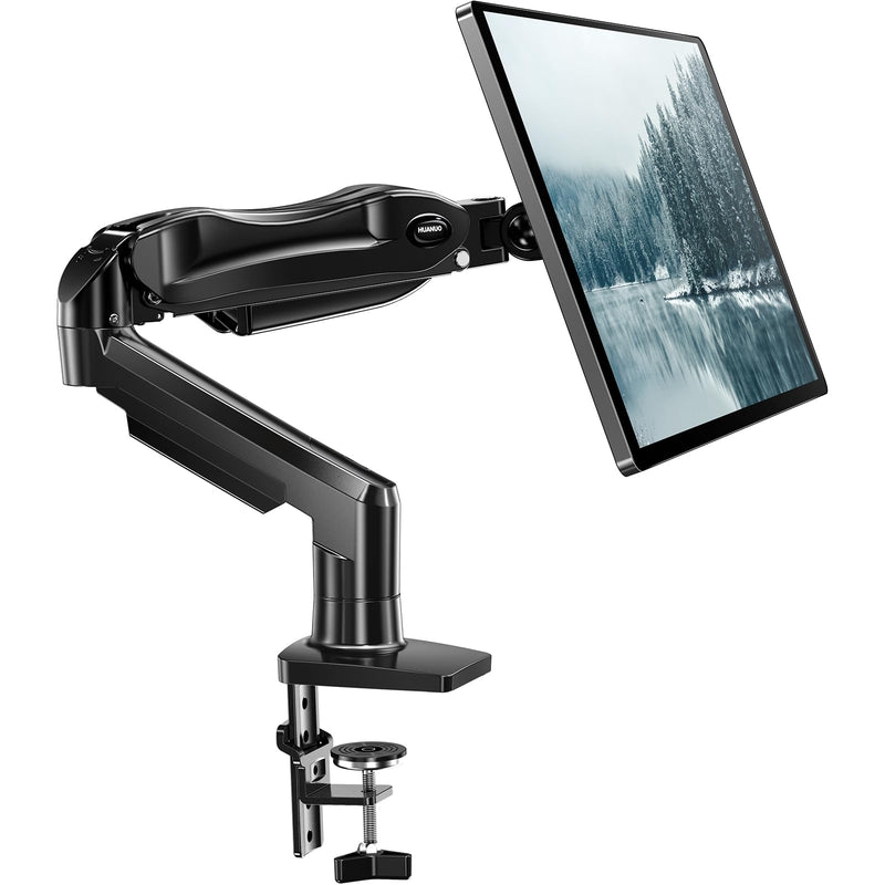 HUANUO FlowLift™ Single Monitor Mount, 13 to 32 Inch Monitor Arm, Adjustable Monitor Stand, Vesa Mount with Clamp and Grommet Base - Fits 4.4 to 19.8lbs LCD Computer Monitors Black 1