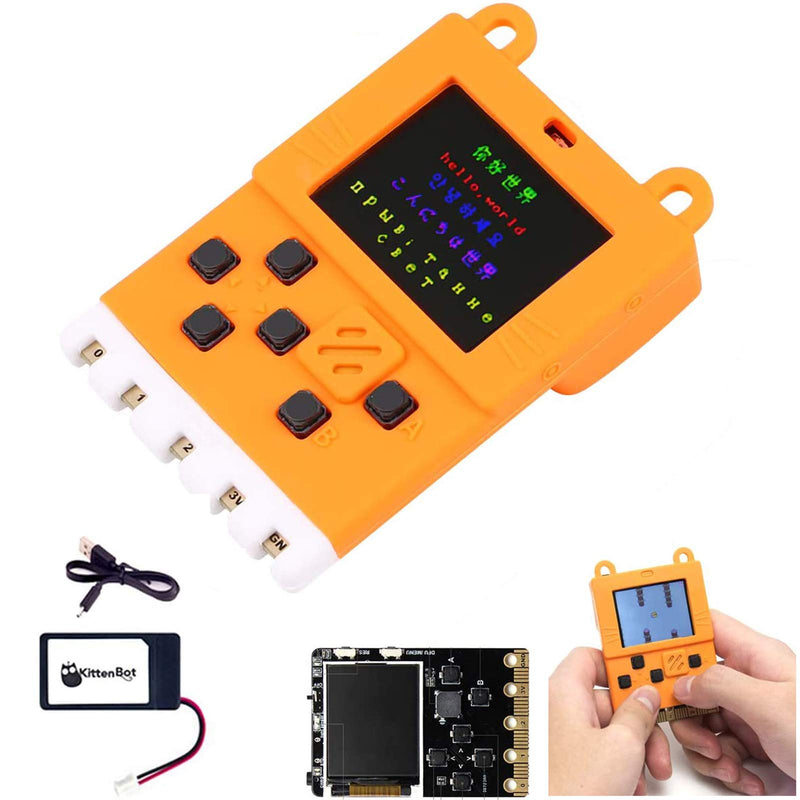 KittenBot Meowbit Card-Sized Retro Game Computer Codable Console w/ Battery | Compatible Micro:bit Expansion Board, Supports Microsoft Makecode Arcade & Python Video Game