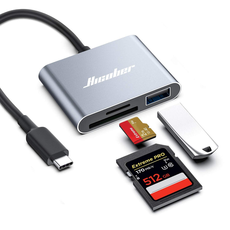 Hicober USB C to SD Card Reader, Micro SD Memory Card Reader, Type C to SD Card Reader Adapter 2TB Capacity for MacBook Camera Android Windows Linux and Other Type C Device-Space Grey Space Grey