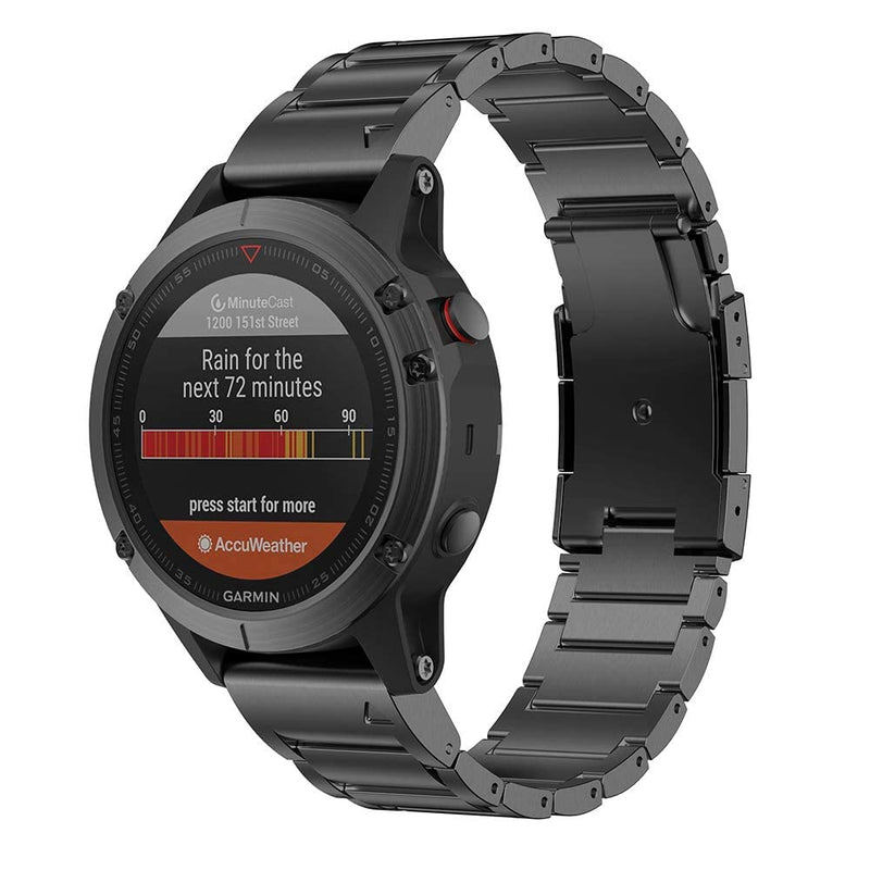NotoCity Compatible with Fenix 6 Titanium Alloy Watch Band 22mm Width Watch Strap for Fenix 5/Fenix 5 Plus/Fenix 6/Fenix 6 Pro/Forerunner 935/Approach S60/Quatix 5 (Black)