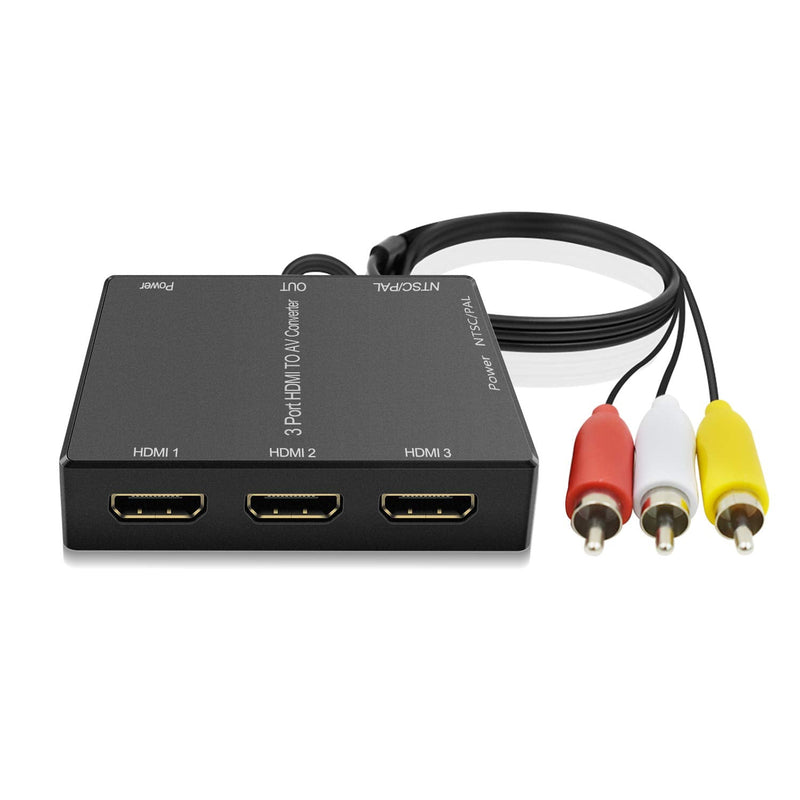 [AUSTRALIA] - Dingsun 3 Port HDMI to RCA Converter HDMI to Older TV AV Adapter for Fire Stick, Roku, PS4, Appler TV, HD Play, PC, DVD Players etc. 3Port HDMI to RCA Converyter 