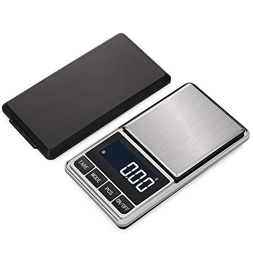 Portable Pocket Scale Jewelry Scale Mini Diamond Gold Coin Small Items Weight Gram Weigh Pocket Tool LCD Display Steel Body 300g X 0.1g - Sliver
