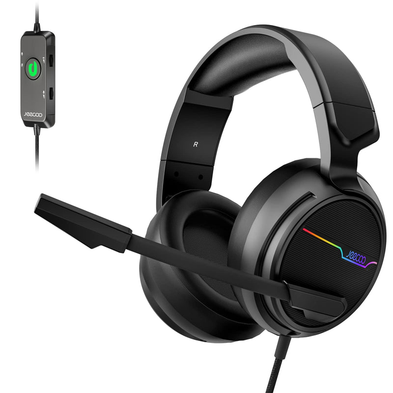 [AUSTRALIA] - Jeecoo V20U USB Pro Gaming Headset for PC - 7.1 Surround Sound Headphones with Noise Cancelling Microphone- Memory Foam Ear Pads RGB Lights for Laptops 