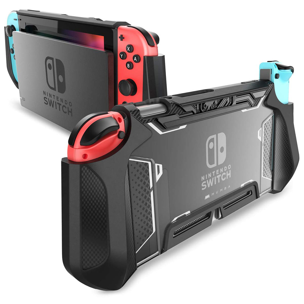 Mumba Dockable Case Compatible for Nintendo Switch, [Blade Series] TPU Grip Protective Cover Case with Ergonomic Design and Comfort Grip (Black) Black