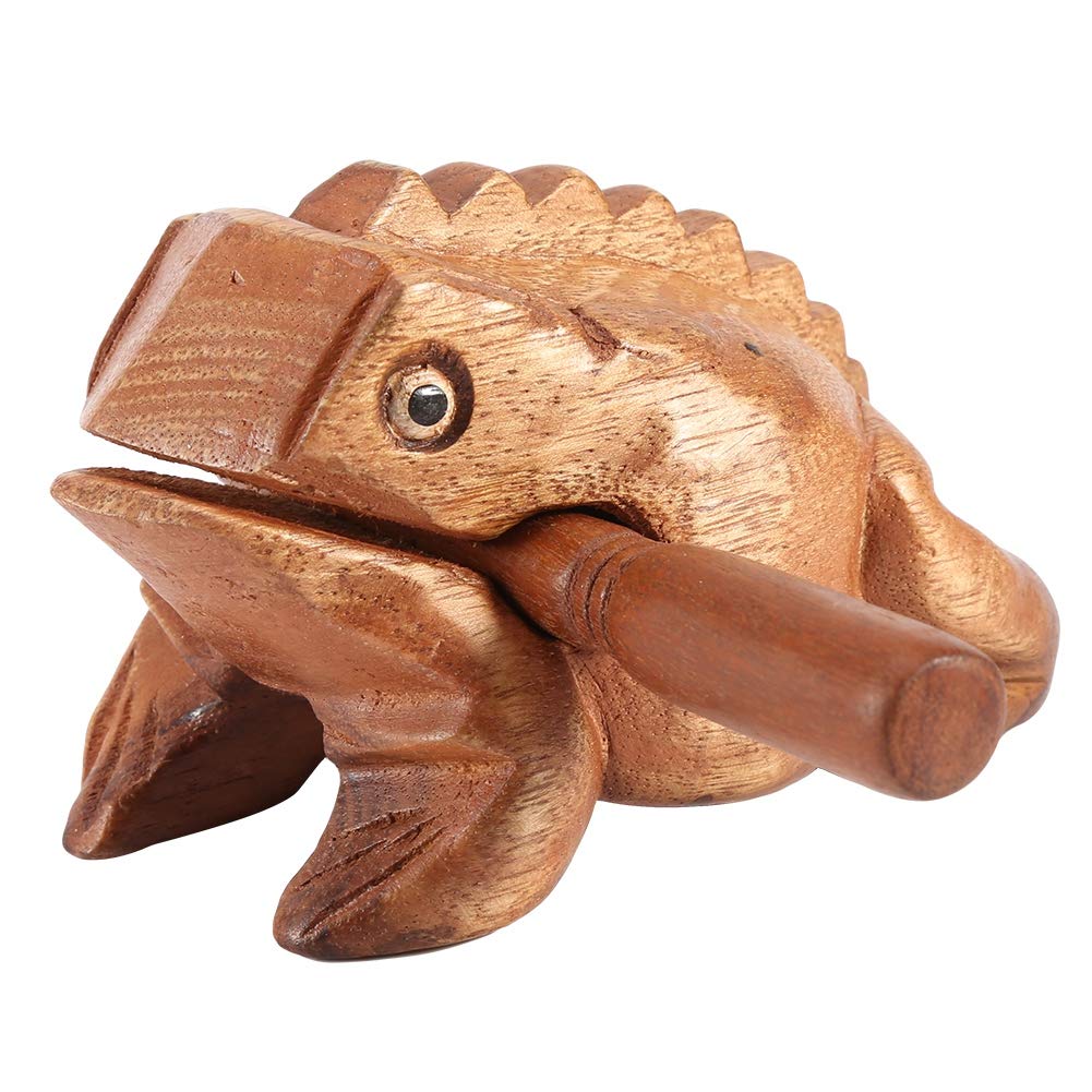 Zyyini Wooden Frog, Thailand Traditional Craft Wooden Lucky Frog Croaking Musical Instrument for Home Office Decor(15.6CM) 15.6cm