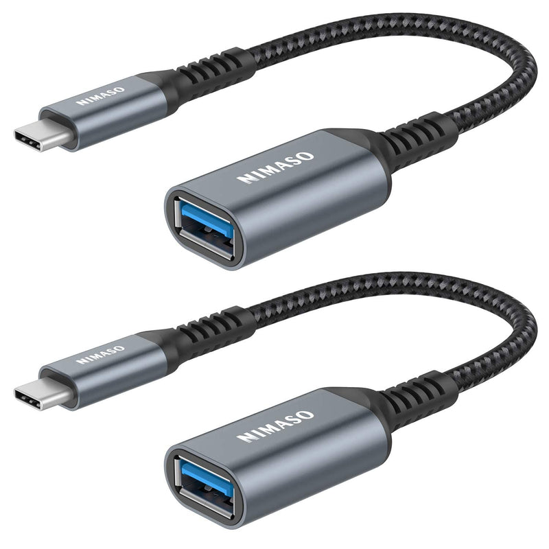 USB C to USB 3.0 Adapter [2 pack],NIMASO USB-C to USB Adapter,USB Type-C to USB,Thunderbolt 3 to USB Adapter OTG Cable for Macbook Pro/Air 2020/2018,iPad Pro 2020,Galaxy S20 S20+,Google Pixel and More GREY