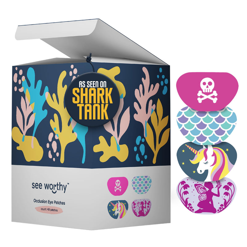 See Worthy Magical Eye Patches - Smart Design & Adhesive Technology, Breathable & Comfortable Lazy Eye Patches for Kids - Soft, Concave Shape & Fun Designs (48pcs/Box) - Packaging May Vary