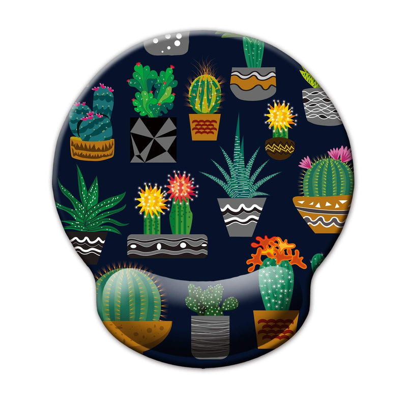 Ergonomic Mouse Pad with Wrist Support,Dooke Cute Wrist Pad with Non-Slip Rubber Base for Computer, Laptop, Home Office Gaming, Working, Easy Typing & Pain Relief Cactus Green/Black Cactus