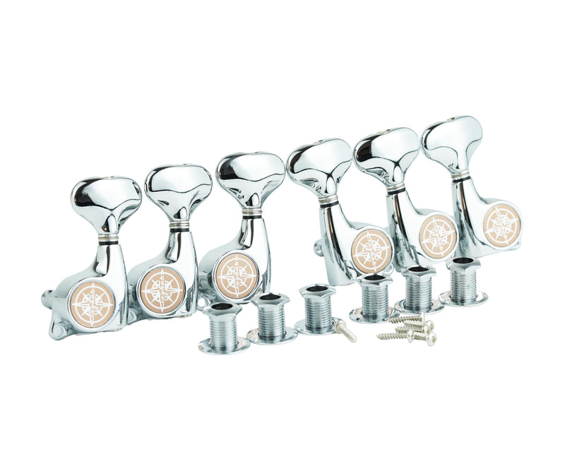 [AUSTRALIA] - Guyker Guitar Machine Heads (3L + 3R) – 1:21 Sealed Tuning Key Pegs Tuners Set Replacement for ST TL SG Style Electric or Acoustic Guitars – Chrome 