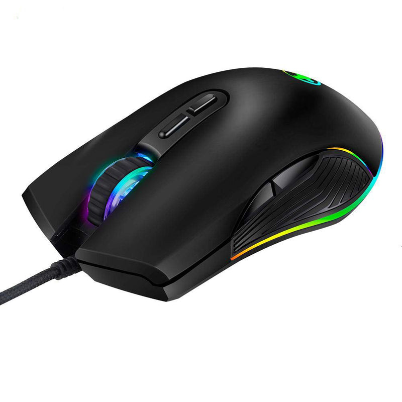 Ergonomic Gaming Mouse with 4 Backlight Modes up to 3200 DPI，RGB Wired USB Mouse with 7 Buttons for Laptop PC Computer Games & Work (USB Port) USB Port