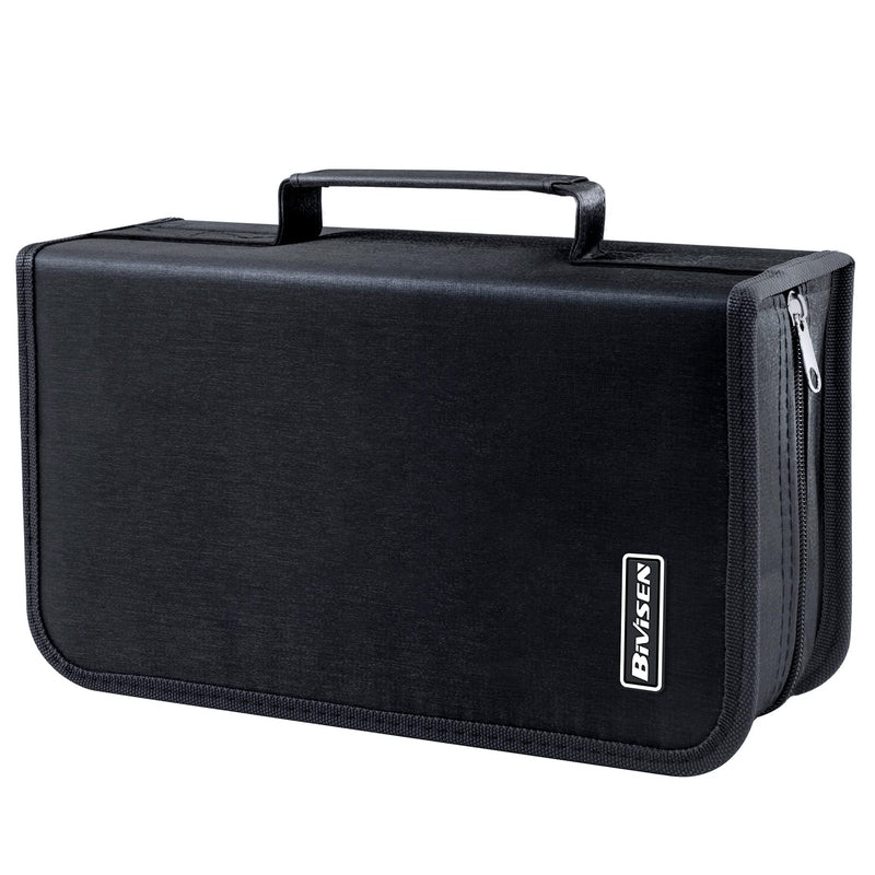 CD/DVD Case Holder, 128 Capacity CD VCD Media Wallet, Storage, Holder, Booklet, Organizer (Black) Black