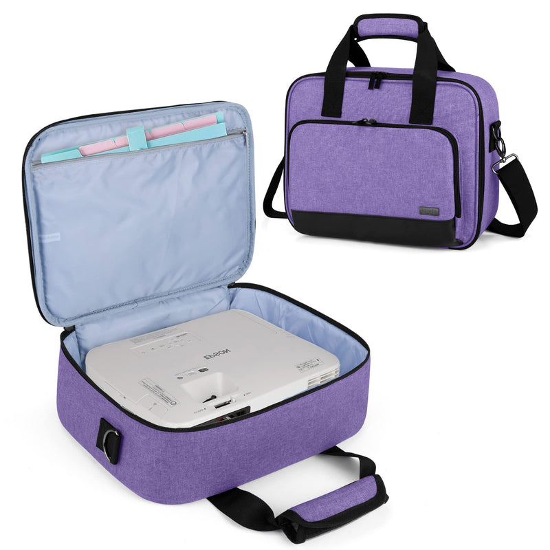Luxja Projector Case, Projector Bag with Accessories Storage Pockets (Compatible with Most Major Projectors), Medium(13.75 x 10.5 x 4.5 Inches), Purple
