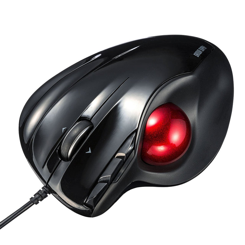 SANWA Wired Ergonomic Trackball Mouse, Computer Rollerball Mice, Laser Sensor, 34mm Trackball, 400/800/1200/1600 Adjustable DPI, 5 Buttons, Compatible with MacBook, Laptop, Windows, macOS, Chrome OS