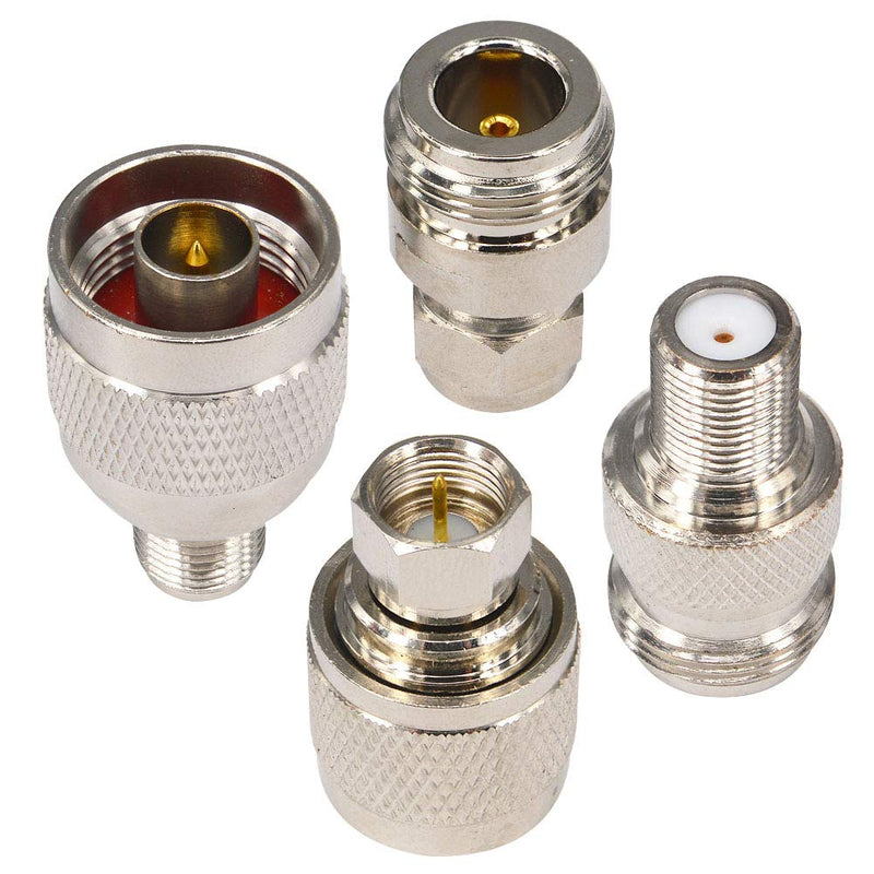 onelinkmore N to F Connect to Coax Cable N to F RF Coax Coaxial Adapter Kits N Male Female to F Male Female Straight Nickel-Plated TV Coax Adapter Connector Pack of 4