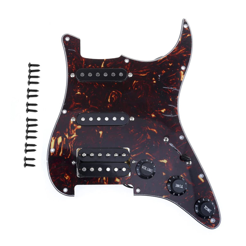 [AUSTRALIA] - Musiclily 11-Hole HSS Prewired Strat Loaded Pickguard Scratch Plate with Single Coil Humbucker Pickups Set for Squier Strat Style Electric Guitar, 4Ply Tortoise Shell 
