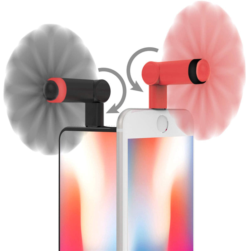 Genuie Fan for iPhone(2 packs) , Mini Fan with 180 Rotating, Strong Wind, Lightweight Compatible for iPhone, iPad, iPod and Any Lighting Devices. Upgraded Version (Black and Rose Red)