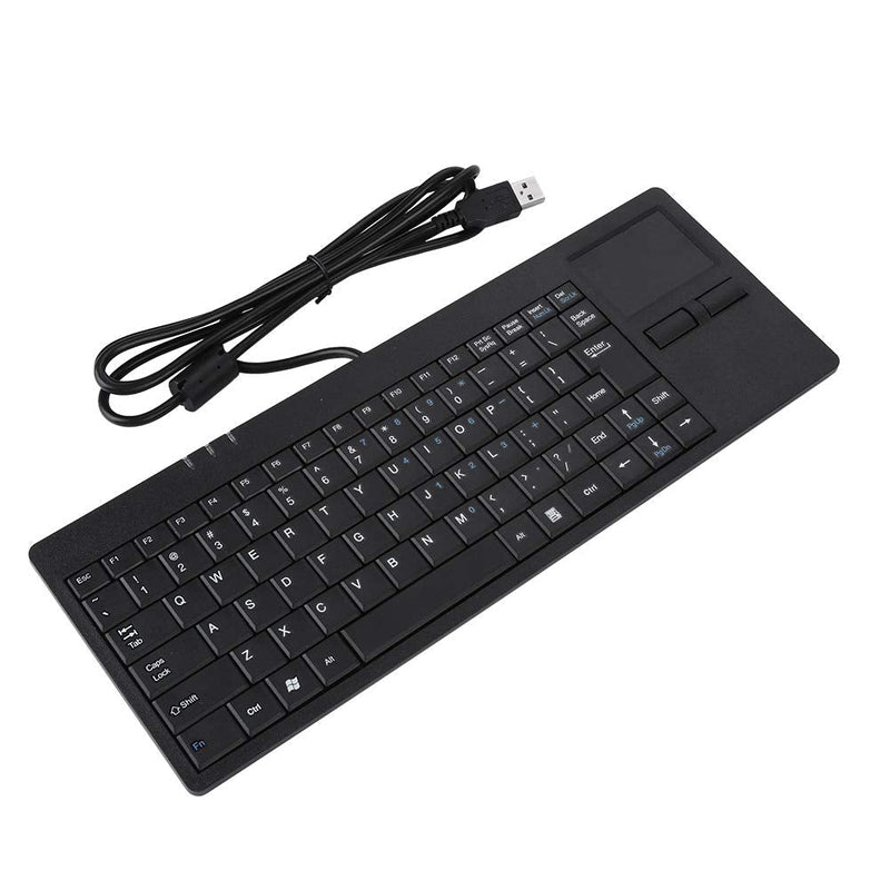 MC-818 82 Keys USB Keyboard Wired Keyboard Built-in Touchpad USB HUB Port Mechanical Button Structure Ergonomic Keyboard Mute Ultra-Thin Keyboard for Notebook/Desk, Black