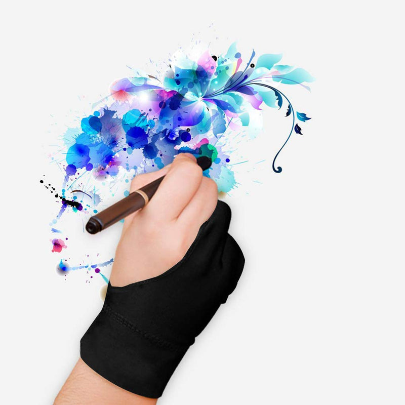 2pcs Black Two-Finger Glove for Graphics Drawing Tablet Light Box Tracing Light Pad,Artist Gloves for Graphics Tablet iPad Pro,Left or Right Hand S-for Women