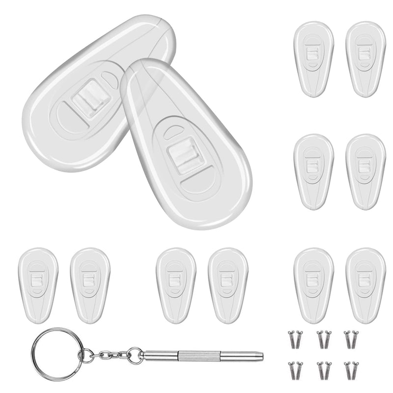 Eyeglasses Nose Pads, Upgraded Soft Silicone Air Chamber Eyeglass Nose Pads, 6 Pairs of Screw-in 15mm Glasses Nose Pad Set with Screws and Micro Screwdriver