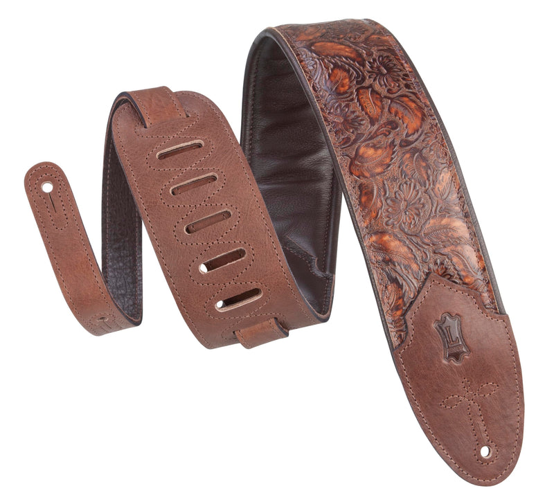Levy's Leathers Sundance Series 3" Wide Embossed Leather Guitar Strap – Premium Geranium Whiskey Western Pattern, Wide & Comfortable Support (M4WP-006) Geramium Whiskey