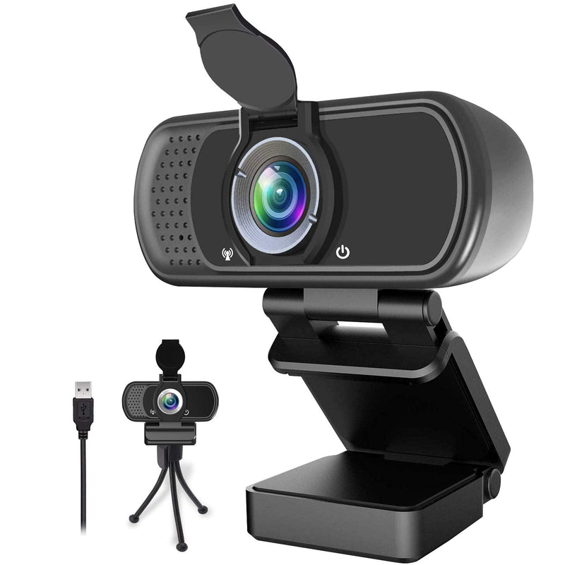 Webcam HD 1080p ,Live Streaming Web Camera with Stereo Microphone, PC Desktop or Laptop USB Webcam with 110 Degree View Angle, HD Webcam for Video Calling, Recording, Conferencing, Streaming, Gaming Black